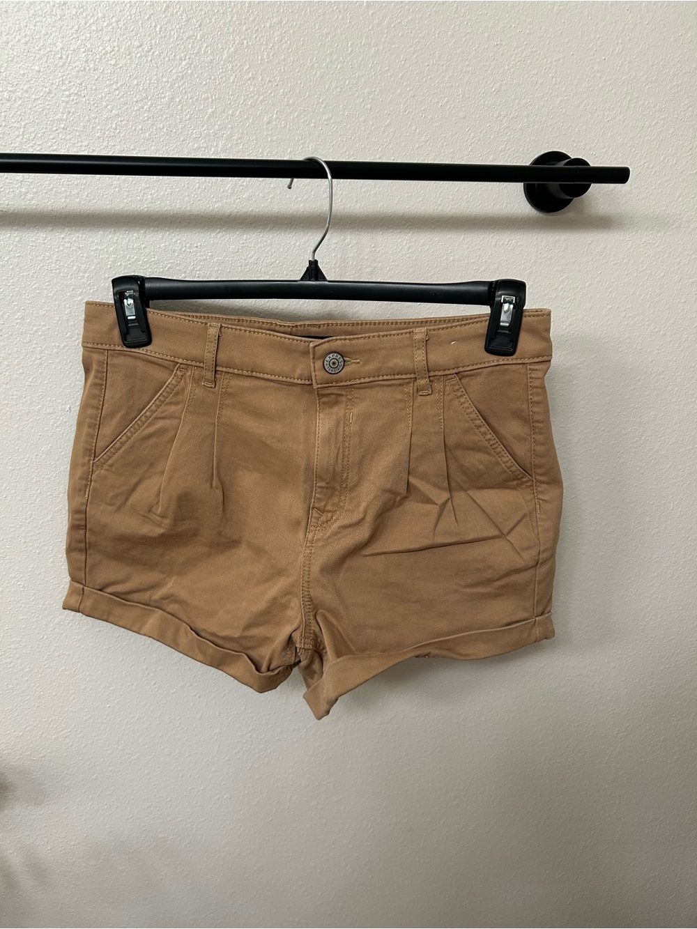 Express High-Waist Mom Shorts - Tan Brown